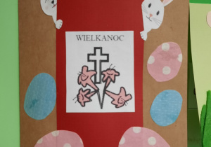 Kartka wielkanocna wykonana przez uczniów na konkurs plastyczzny